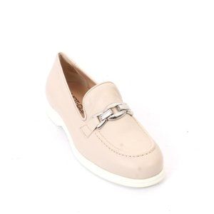 MOT-CLe 1760 Beige / White Leather Loafer Shoes
